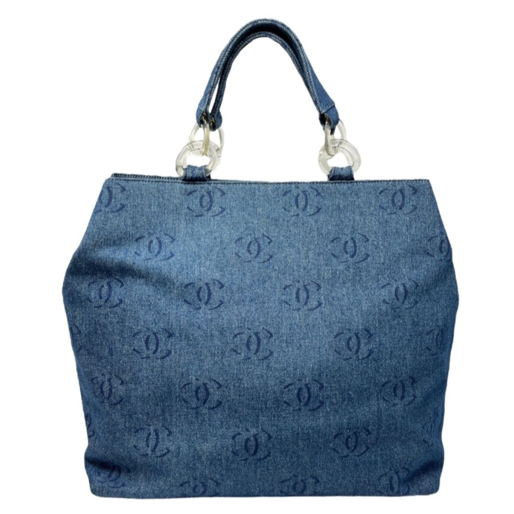 CHANEL Blue Denim Large Monogram Tote